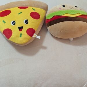 Smiling Pizza and Burger Plush Toy Set